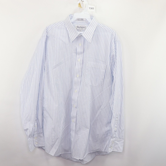 Vintage 80s Burberry Striped Dress Shirt 16 34 - Picture 1 of 8